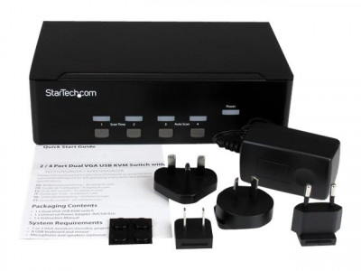 Startech : SWITCH KVM USB DOUBLE VGA A 4 PORTS avec HUB USB 2.0