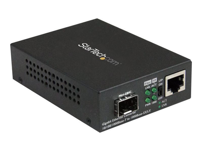 Startech : CONVERTISSEUR de MEDIA GBE FIBRE OPTIQUE - SLOT SFP OUVERT