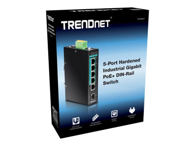 TrendNet : 5PORT HARDENED INDUSTRIL SWITCH GIGABIT POE+ DIN-RAIL