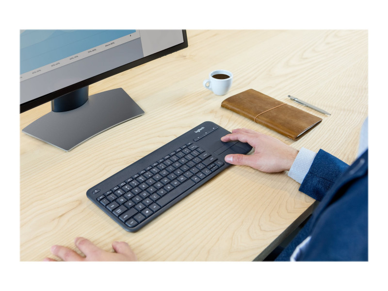 Logitech K400 Plus Clavier Sans Fil Touch TV Avec Contrôle Média et Pavé  Tactile, Clavier Francais AZERTY - Noir