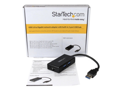 Startech : ADAPTATEUR RESEAU USB 3.0 VERS GBE avec HUB USB A 2 PORTS