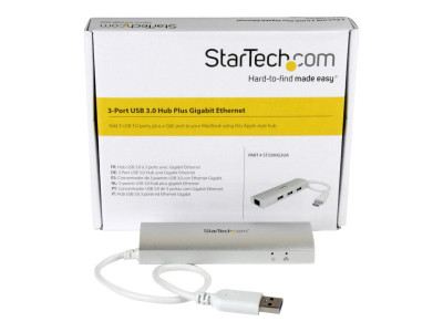 Startech : HUB USB 3.0 A 3 PORTS avec GIGABIT ETHERNET - ARGENT