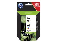 HP : Cartouche Encre NO 62 B/C/M/Y COMBO 2-pack BLISTER