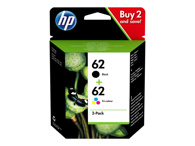 HP : Cartouche Encre NO 62 B/C/M/Y COMBO 2-pack BLISTER