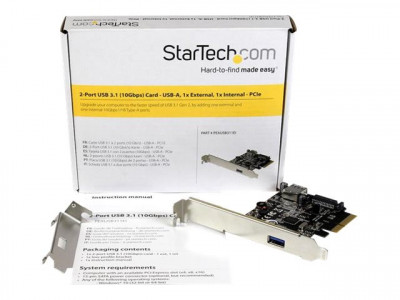 Startech : CARTE PCIE A 2 PORTS USB 3.1 - 1 externe 1 interne - USB-A