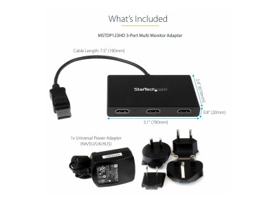 Startech : HUB MST DISPLAYPORT 1.2 VERS 3X HDMI