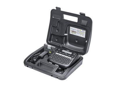 Brother PT-D210VP - Étiqueteuse Bureautique Compacte + 1 ruban TZe Noir/Blanc 12 mm avec Mallette de transport et Adaptateur