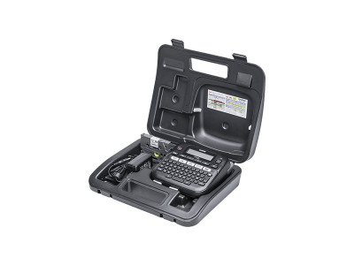 Brother PT-D210VP - Étiqueteuse Bureautique Compacte + 1 ruban TZe Noir/Blanc 12 mm avec Mallette de transport et Adaptateur